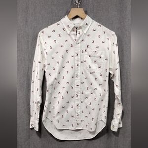 Vintage Mickey Co. Mickey Mouse Print Button Shirt Womens 6 White Red Retro 90s